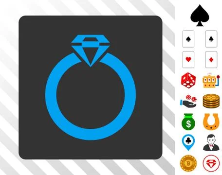 Diamond Ring Blue Icon with Bonus Illustrazione stock