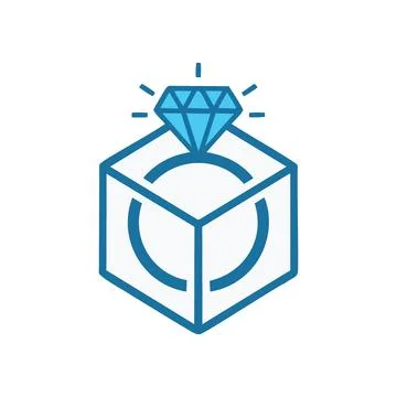 Diamond ring box icon. Stock Illustration