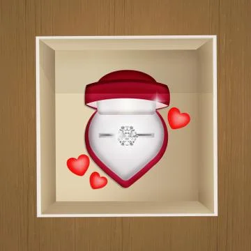 Diamond ring in the box Stock Illustration