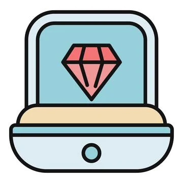 Diamond ring box showing engagement concept icon Stock Illustration