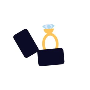 Diamond ring in box. Symbol of declaration of love Stock Illustration