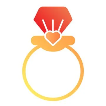 Diamond ring flat icon. Ring with gemstone color icons in trendy flat style Stock Illustration