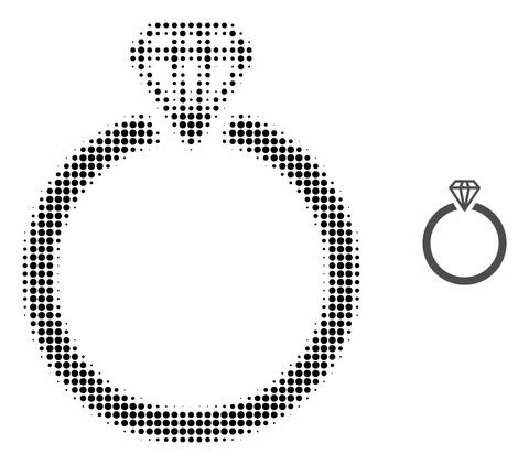 Diamond Ring Halftone Dotted Icon Illustrazione stock