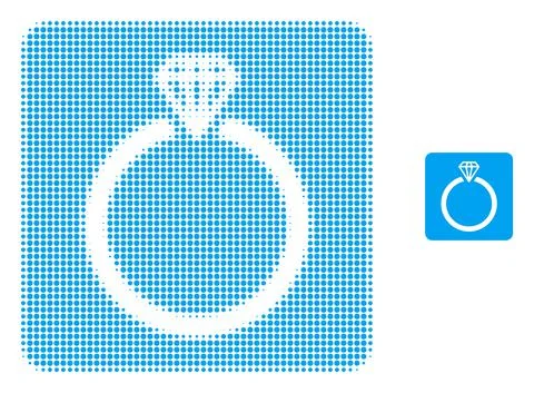 Diamond Ring Halftone Dotted Icon 스톡 일러스트