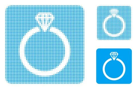 Diamond Ring Halftone Dotted Icon 스톡 일러스트