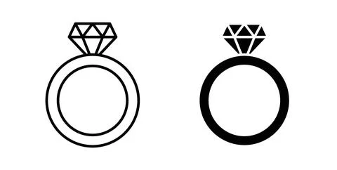 Diamond ring icon in black and white. vector icon pack for websites Stock Illustration