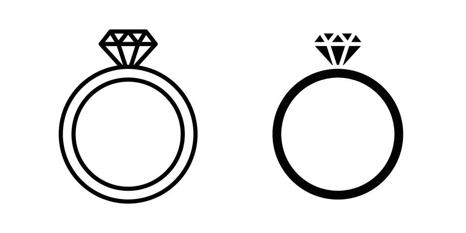 Diamond ring icon black vector isolated on white Stock Illustration