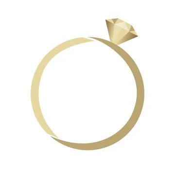 Diamond Ring Icon Design Template. Gold palette, isolated vector illustration Stock Illustration