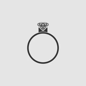 Diamond ring icon flat Stock Illustration