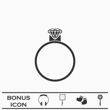 Diamond ring icon flat Stock Illustration