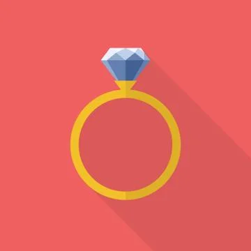 Diamond ring icon flat style Stock Illustration