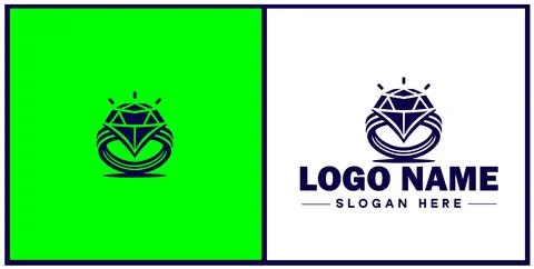 Diamond ring icon Gemstone ring Diamond band Sparkling ring flat logo sign .. Illustrazione stock