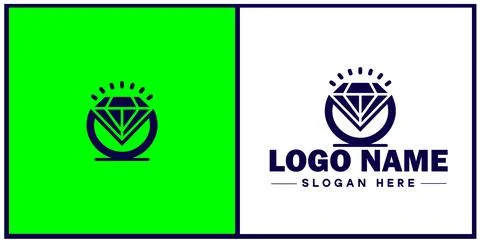 Diamond ring icon Gemstone ring Diamond band Sparkling ring flat logo sign .. 스톡 일러스트