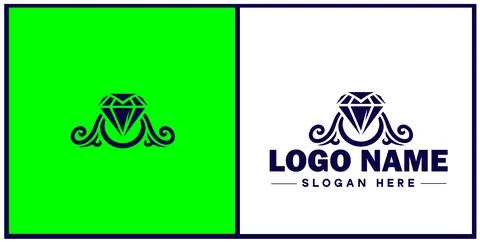 Diamond ring icon Gemstone ring Diamond band Sparkling ring flat logo sign .. Illustrazione stock