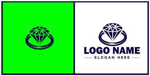 Diamond ring icon Gemstone ring Diamond band Sparkling ring flat logo sign .. Illustrazione stock