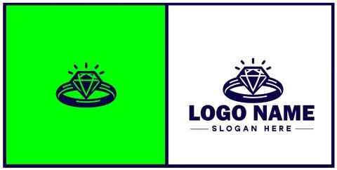 Diamond ring icon Gemstone ring Diamond band Sparkling ring flat logo sign .. イラスト素材
