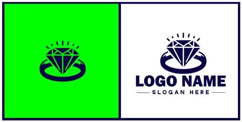 Diamond ring icon Gemstone ring Diamond band Sparkling ring flat logo sign .. 스톡 일러스트