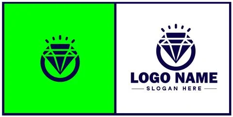 Diamond ring icon Gemstone ring Diamond band Sparkling ring flat logo sign .. Stock Illustration