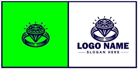 Diamond ring icon Gemstone ring Diamond band Sparkling ring flat logo sign .. Stock Illustration