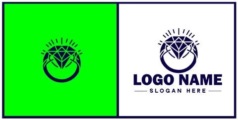 Diamond ring icon Gemstone ring Diamond band Sparkling ring flat logo sign .. 스톡 일러스트