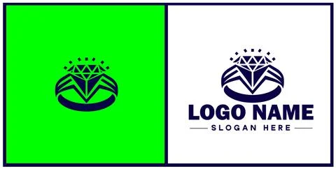 Diamond ring icon Gemstone ring Diamond band Sparkling ring flat logo sign .. Stock Illustration