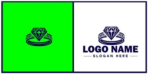 Diamond ring icon Gemstone ring Diamond band Sparkling ring flat logo sign .. 스톡 일러스트