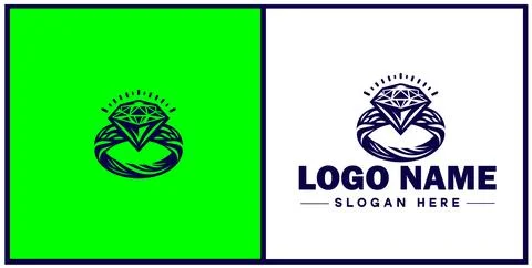 Diamond ring icon Gemstone ring Diamond band Sparkling ring flat logo sign .. Stock Illustration