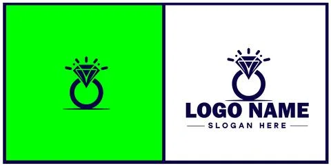 Diamond ring icon Gemstone ring Diamond band Sparkling ring flat logo sign .. 스톡 일러스트