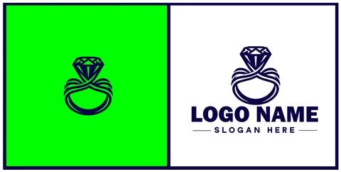 Diamond ring icon Gemstone ring Diamond band Sparkling ring flat logo sign .. Stock Illustration