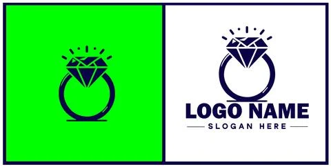 Diamond ring icon Gemstone ring Diamond band Sparkling ring flat logo sign .. Illustrazione stock