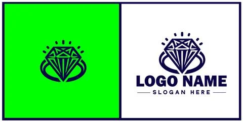 Diamond ring icon Gemstone ring Diamond band Sparkling ring flat logo sign .. イラスト素材