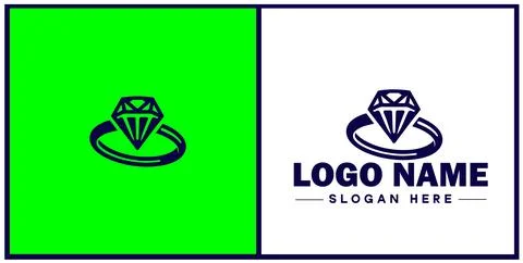 Diamond ring icon Gemstone ring Diamond band Sparkling ring flat logo sign .. Stockillustratie