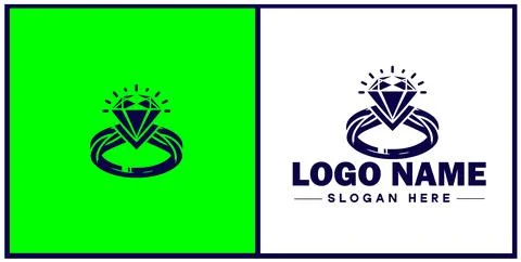 Diamond ring icon Gemstone ring Diamond band Sparkling ring flat logo sign .. 스톡 일러스트