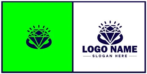 Diamond ring icon Gemstone ring Diamond band Sparkling ring flat logo sign .. Stockillustratie