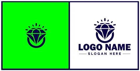 Diamond ring icon Gemstone ring Diamond band Sparkling ring flat logo sign .. Illustrazione stock