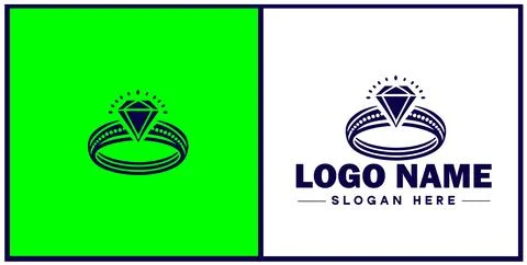 Diamond ring icon Gemstone ring Diamond band Sparkling ring flat logo sign .. 스톡 일러스트