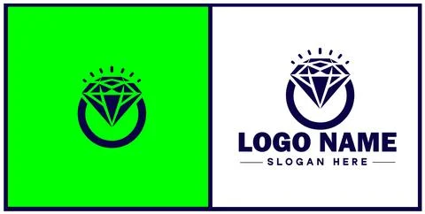 Diamond ring icon Gemstone ring Diamond band Sparkling ring flat logo sign .. Illustrazione stock