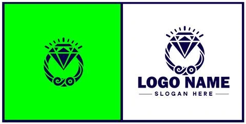 Diamond ring icon Gemstone ring Diamond band Sparkling ring flat logo sign .. Illustrazione stock