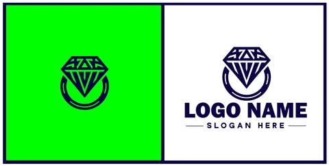 Diamond ring icon Gemstone ring Diamond band Sparkling ring flat logo sign .. Illustrazione stock