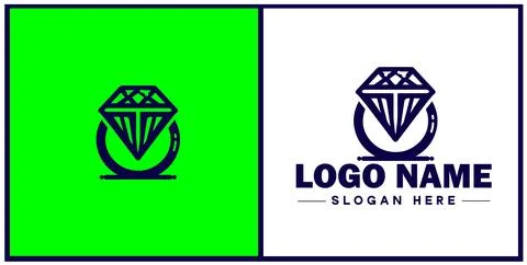 Diamond ring icon Gemstone ring Diamond band Sparkling ring flat logo sign .. イラスト素材