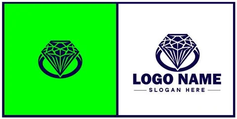 Diamond ring icon Gemstone ring Diamond band Sparkling ring flat logo sign .. イラスト素材