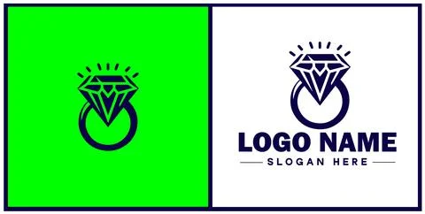 Diamond ring icon Gemstone ring Diamond band Sparkling ring flat logo sign .. Stock Illustration