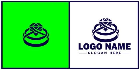 Diamond ring icon Gemstone ring Diamond band Sparkling ring flat logo sign .. イラスト素材