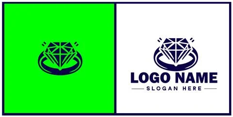 Diamond ring icon Gemstone ring Diamond band Sparkling ring flat logo sign .. Stock Illustration