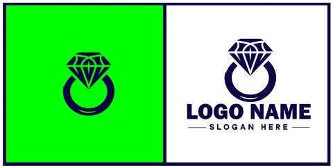 Diamond ring icon Gemstone ring Diamond band Sparkling ring flat logo sign .. Stock Illustration