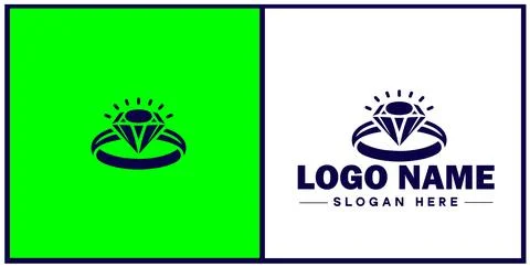 Diamond ring icon Gemstone ring Diamond band Sparkling ring flat logo sign .. 스톡 일러스트