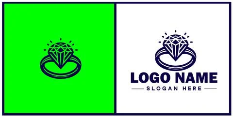Diamond ring icon Gemstone ring Diamond band Sparkling ring flat logo sign .. イラスト素材