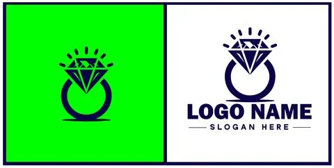 Diamond ring icon Gemstone ring Diamond band Sparkling ring flat logo sign .. Illustrazione stock