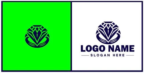 Diamond ring icon Gemstone ring Diamond band Sparkling ring flat logo sign .. Illustrazione stock