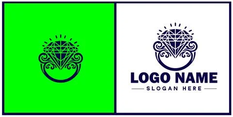 Diamond ring icon Gemstone ring Diamond band Sparkling ring flat logo sign .. 스톡 일러스트